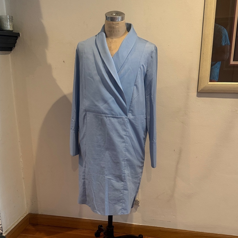 C/MEO Collective Sky Blue Draped Long Sleeve Dress